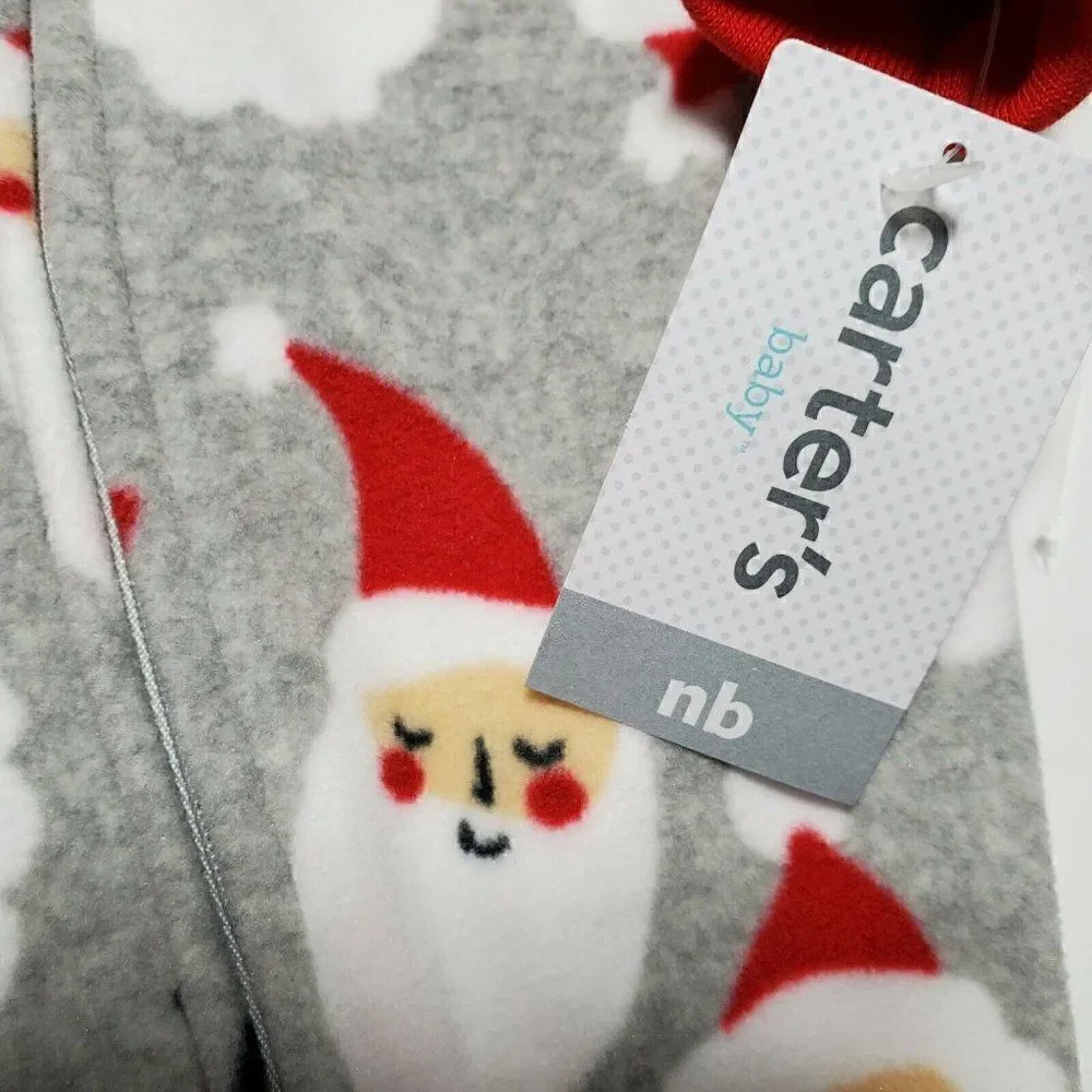 ‎Carters Santa Christmas Newborn Baby Footed Pajamas NWT